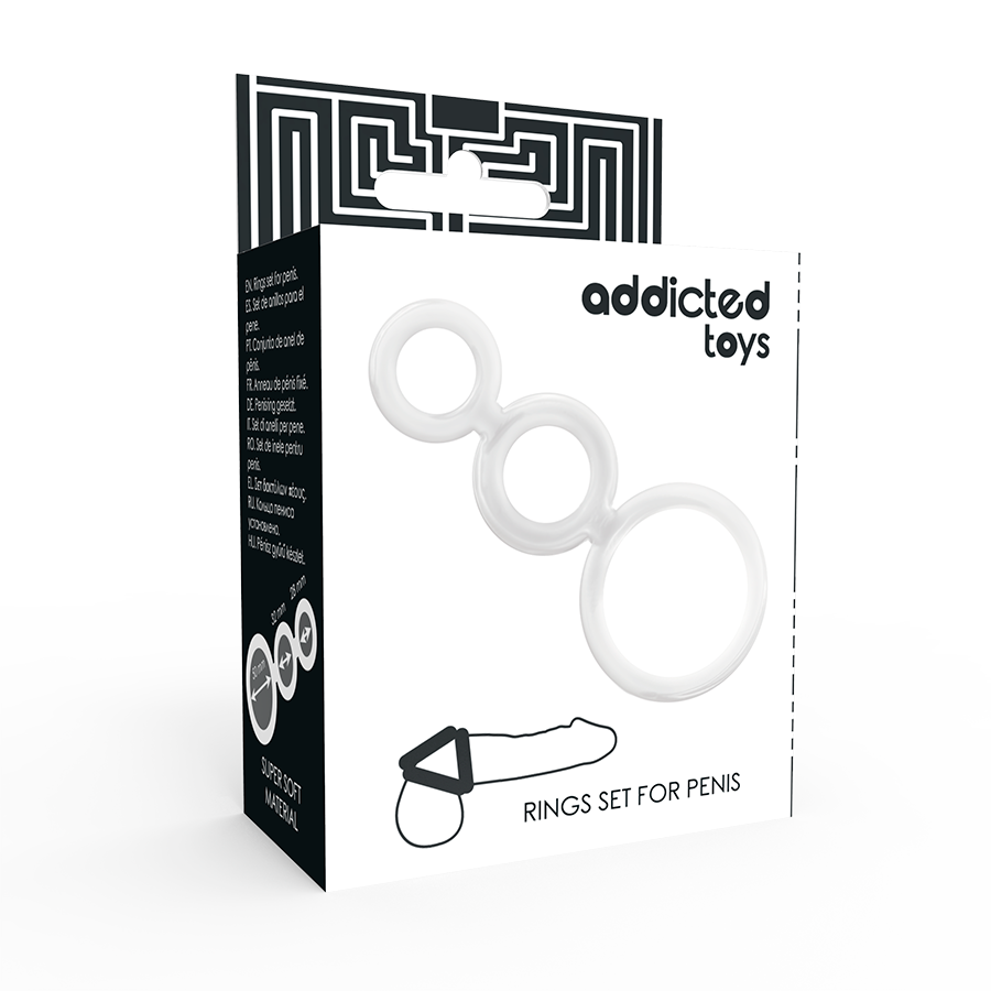 ADDICTED TOYS - CONJUNTO DE ANÉIS PARA PÊNIS TRANSPARENTE