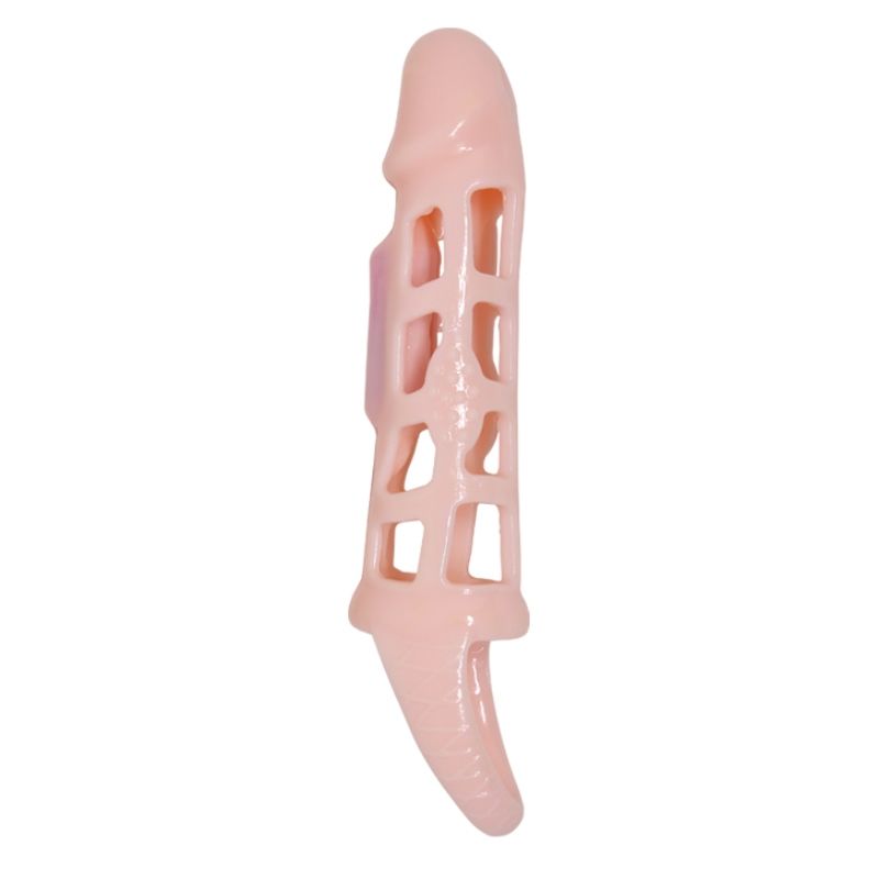 BAILE - CAPA EXTENSORA DE PÊNIS COM VIBRAÇÃO E ALÇA NATURAL 13,5 CM
