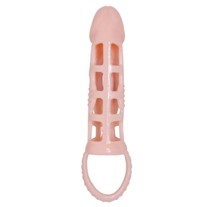 BAILE - CAPA EXTENSORA DE PÊNIS COM VIBRAÇÃO E ALÇA NATURAL 13,5 CM
