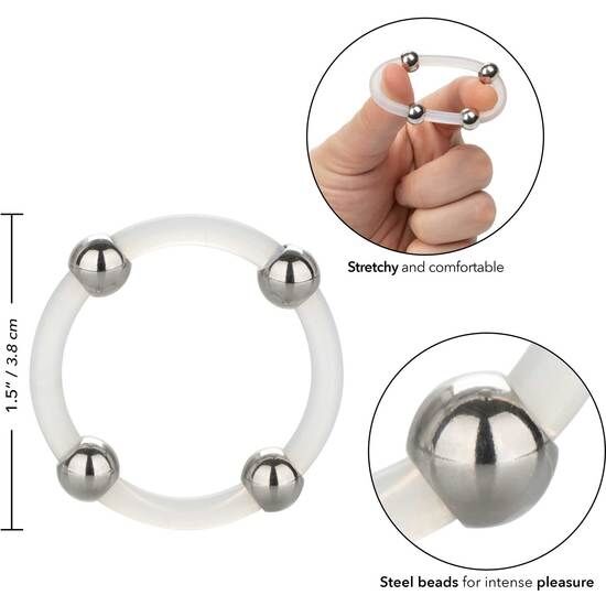 CALEXOTICS - ANEL DE SILICONE COM CONTAS DE AÇO G