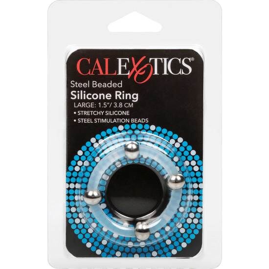CALEXOTICS - ANEL DE SILICONE COM CONTAS DE AÇO G