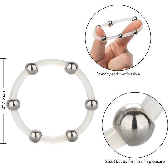 CALEXOTICS - ANEL DE SILICONE COM CONTAS DE AÇO XL