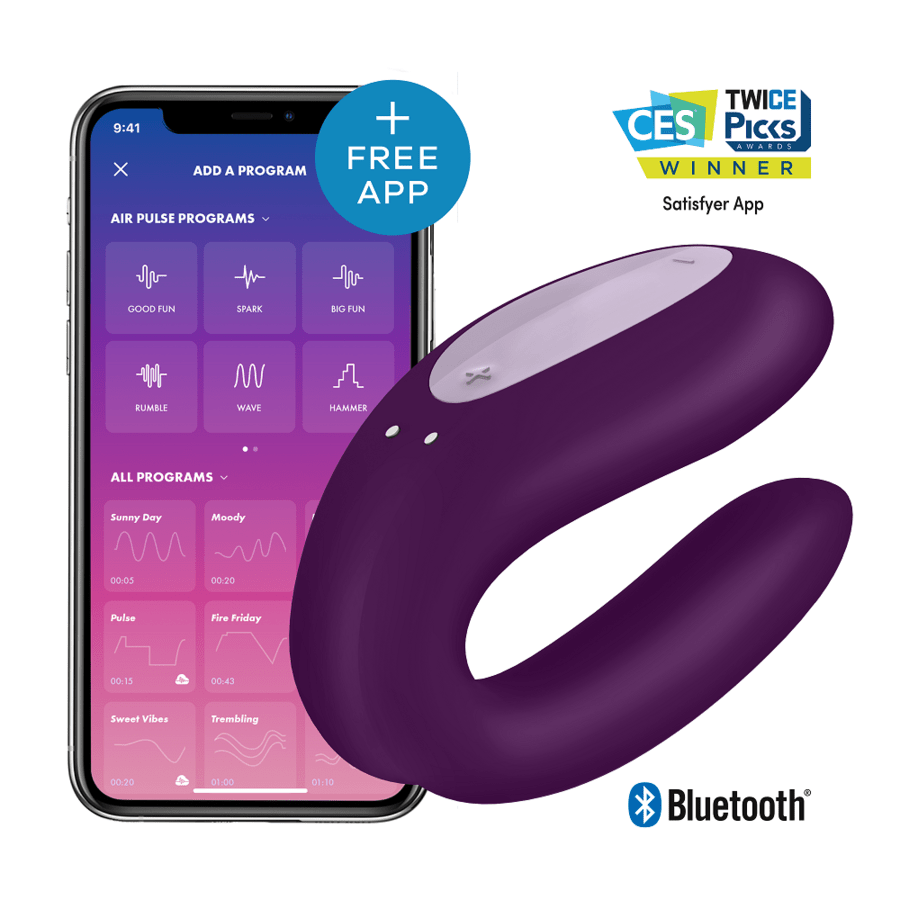 SATISFYER - DUPLA ALEGRIA COM APLICATIVO ROXO