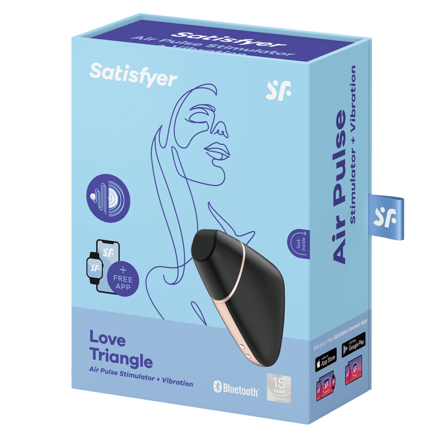 SATISFYER - LOVE TRIANGLE AIR PULSE STIMULATOR & VIBRATOR WHITE