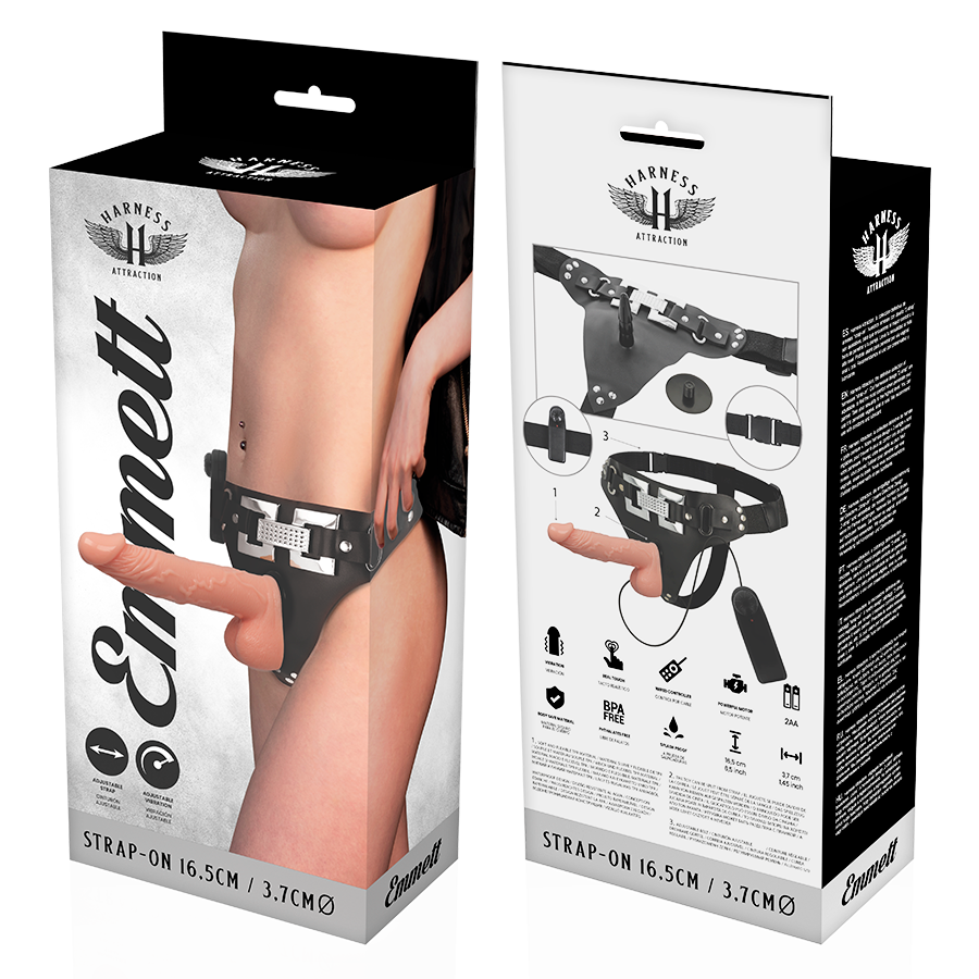 HARNESS ATTRAÇÃO - RNES EMMETT VIBRADOR REALISTA 16,5 CM -O- 3,7 CM