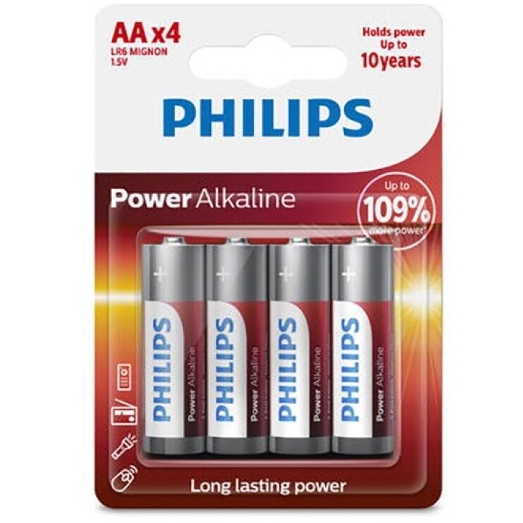PHILIPS - PILAS ALCALINAS AA LR6 PAQUETE DE 4