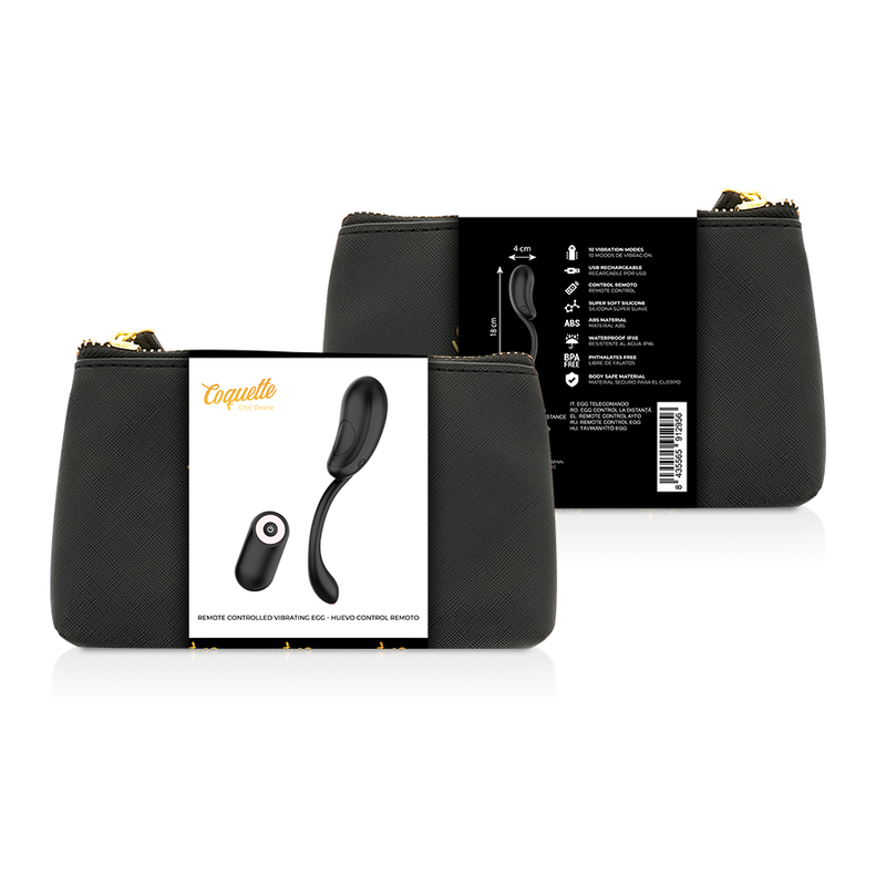 COQUETTE CHIC DESIRE - OVO VIBRANTE COM CONTROLE REMOTO RECARREGÁVEL PRETO/DOURADO