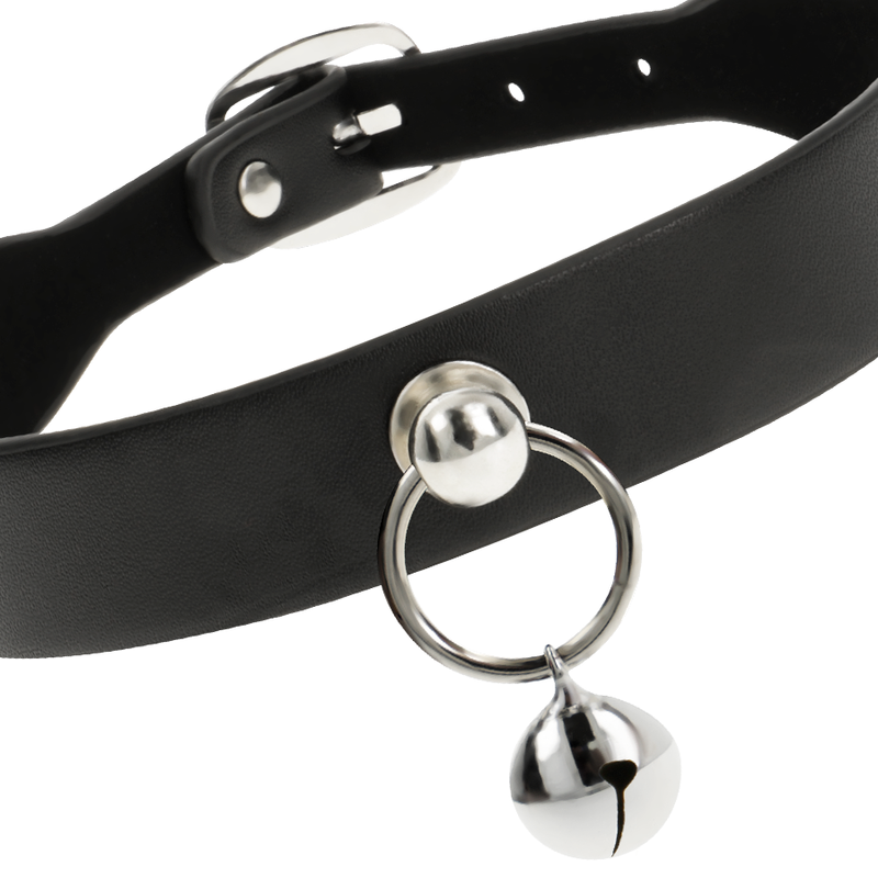 COQUETTE CHIC DESIRE - COLAR DE COURO VEGANO ACESSÓRIO FEMININO CHOCALHO/ARGOLA