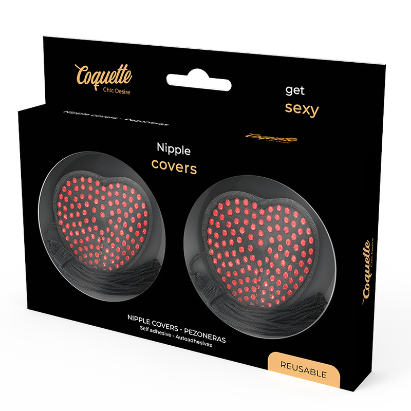 COQUETTE CHIC DESIRE - CAPA PARA MAMILOS CORAÇÃO PRETO / VERMELHO