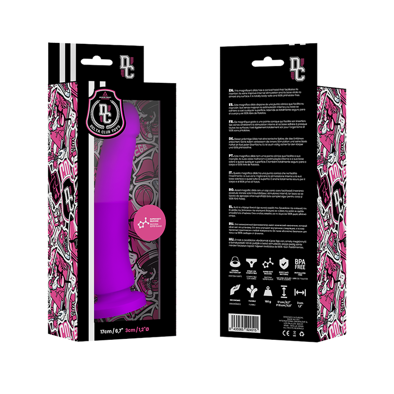 DELTA CLUB - JUGUETES LILA DILDO MEDICO SILICONA 17 CM -O- 3 CM
