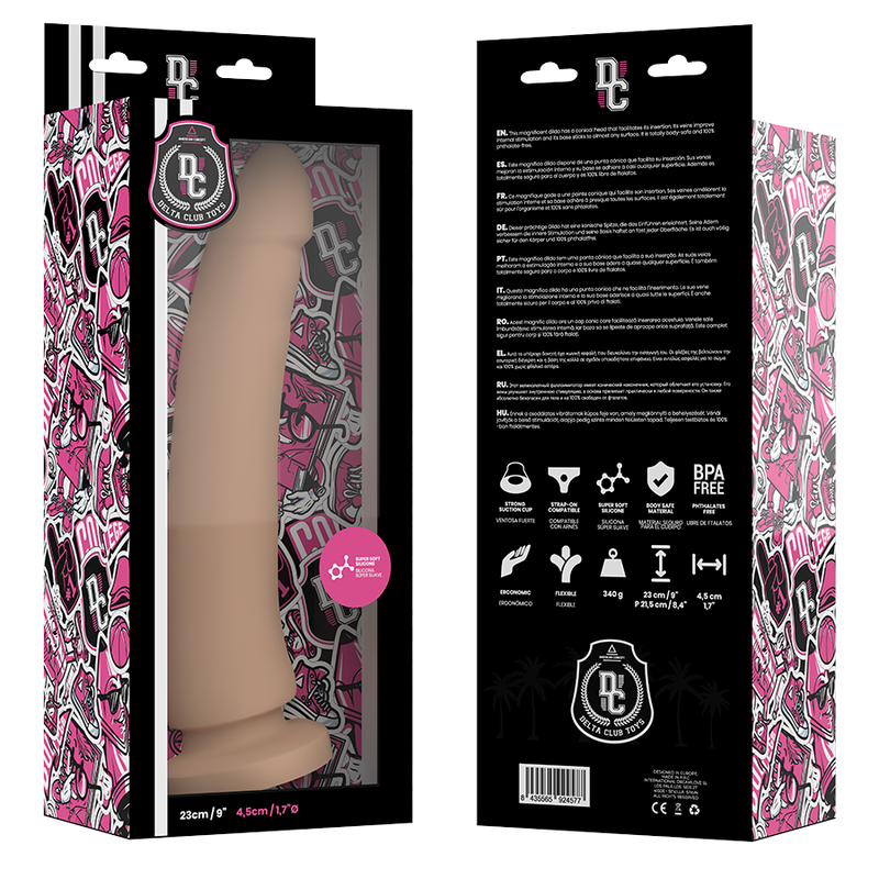 DELTA CLUB - JUGUETES DILDO NATURAL SILICONA MÉDICA 23 CM -O- 4.5 CM