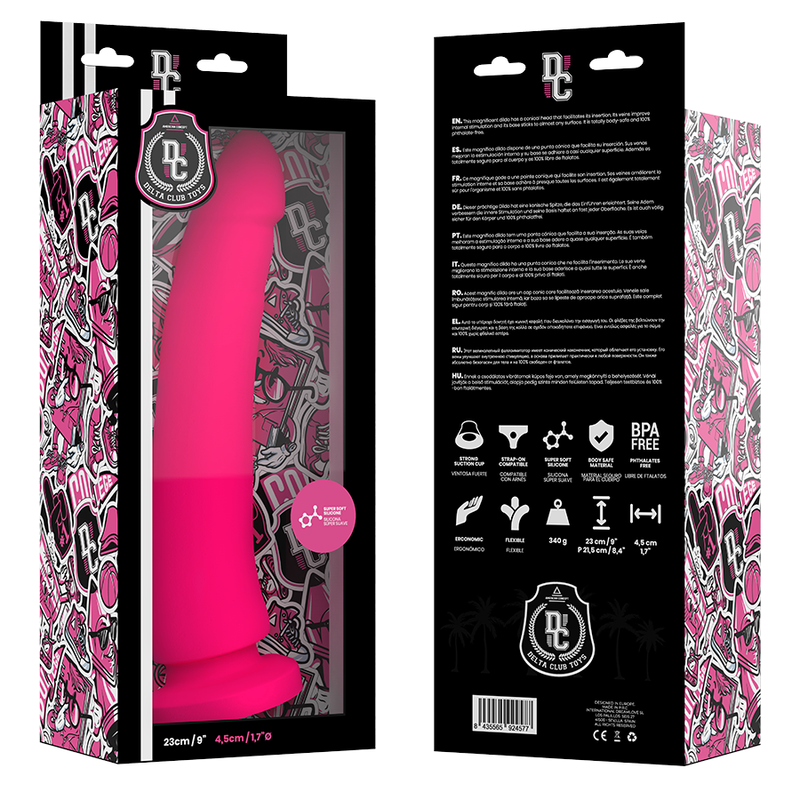 DELTA CLUB - JUGUETES DILDO ROSA SILICONA MÉDICA 23 CM -O- 4.5 CM