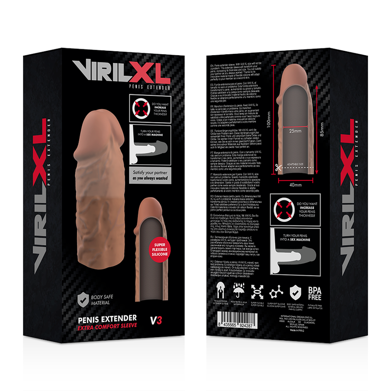 VIRILXL - EXTENSÃO PÊNICA DE SILICONE LÍQUIDO V3 MARROM