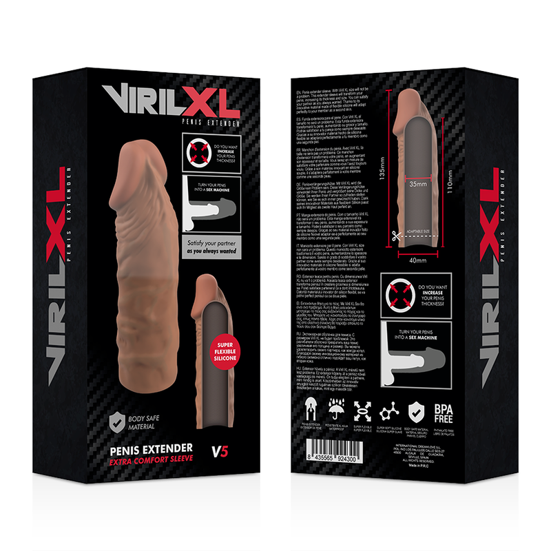 VIRILXL - EXTENSÃO PÊNICA DE SILICONE LÍQUIDO V5 MARROM