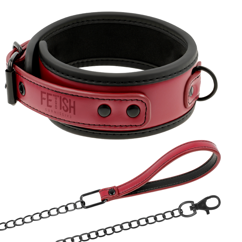 FETICHE SUBMISSIVO QUARTO ESCURO - COLAR DE CORRENTE COM FORRO DE NEOPRENE