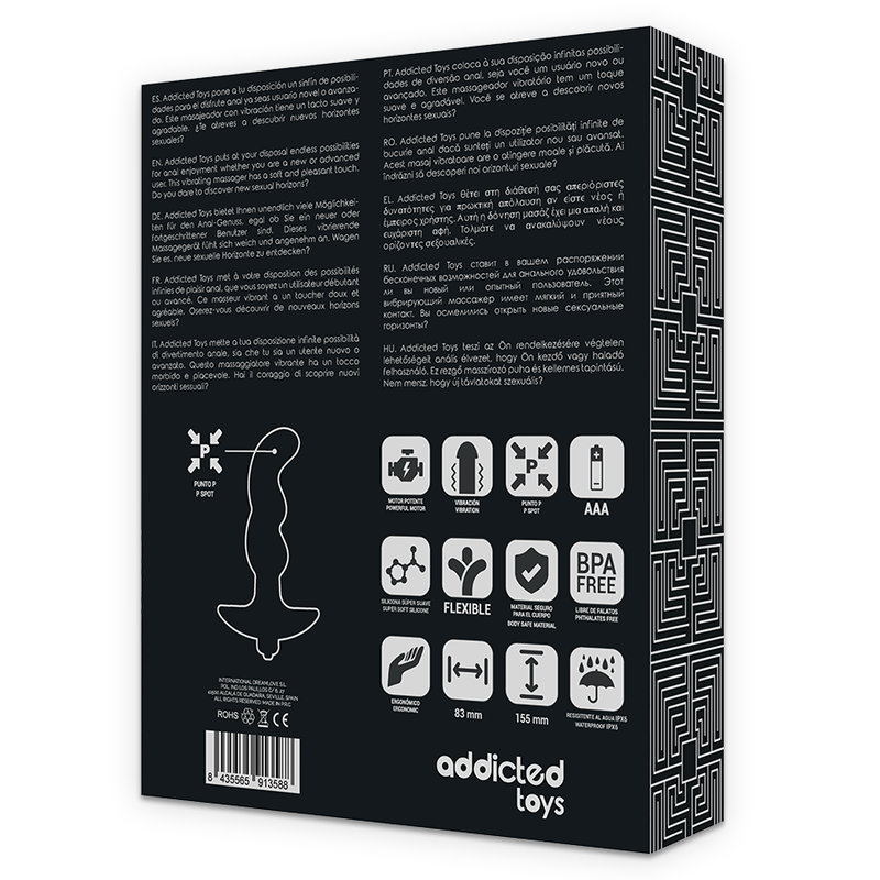 ADDICTED TOYS - MASSAGEADOR ANAL COM VIBRAÇÃO PRETA MODELO 2