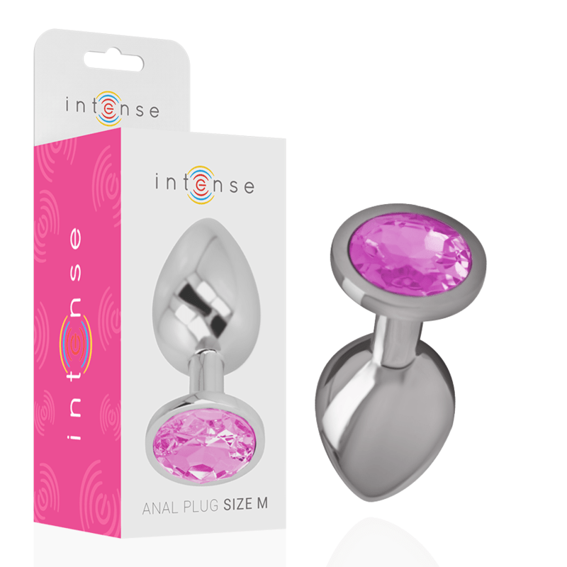 INTENSE - ALUMINUM METAL ANAL PLUG WITH PINK CRYSTAL SIZE M - Toys "n" Us