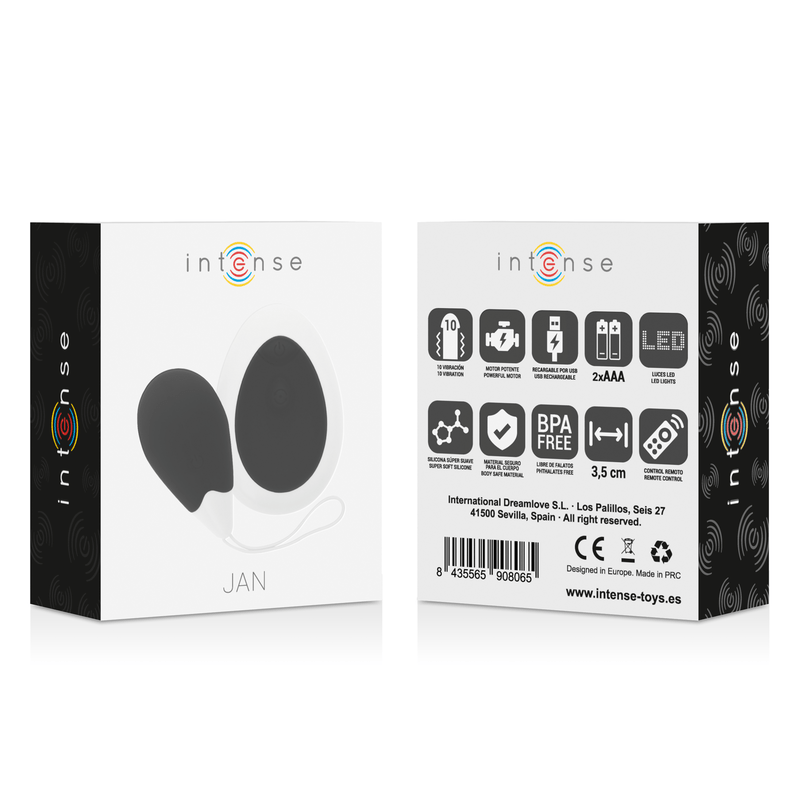 INTENSE - CONTROLE REMOTO DE OVO VIBRATÓRIO JAN PRETO - Toys "n" Us