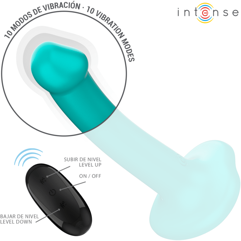 INTENSE - KATIE VIBRATOR WITH SUCTION CUP 10 VIBRATIONS BLUE REMOTE CONTROL - Toys "n" Us