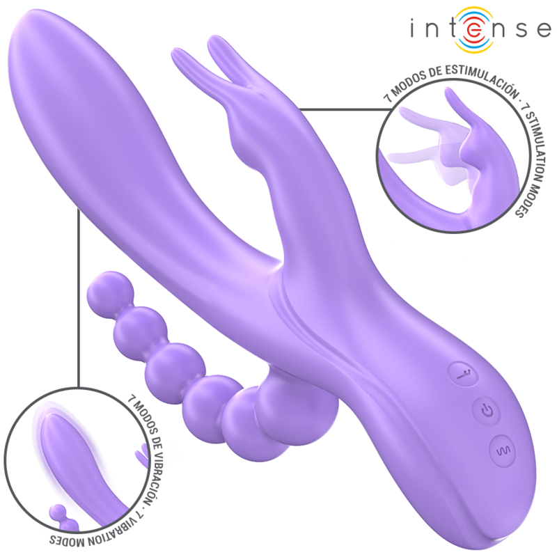 INTENSE - MIKO TRIPLE VIBRATOR RABBIT & STIMULATOR & ANAL 7 VIBRATIONS PURPLE - Toys "n" Us