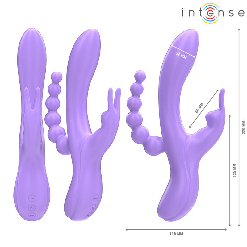 INTENSE - MIKO TRIPLE VIBRATOR RABBIT & STIMULATOR & ANAL 7 VIBRATIONS PURPLE - Toys "n" Us