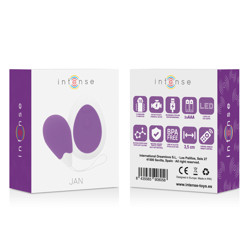 INTENSE - OVO VIBRANTE DE CONTROLE REMOTO JAN LILAC - Toys "n" Us