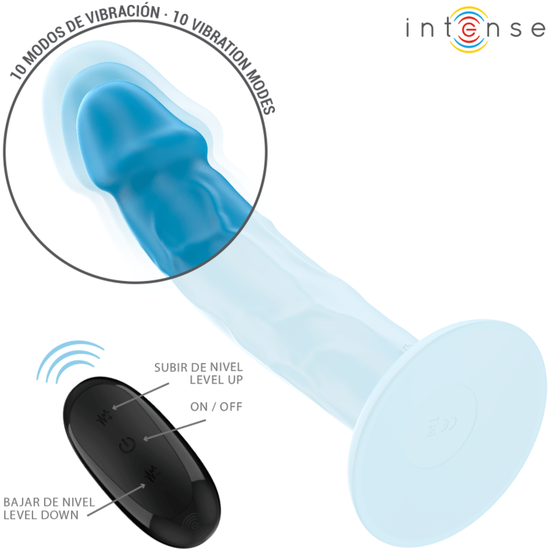 INTENSE - PHOEBE REALISTIC VIBRATOR 10 VIBRATIONS BLUE REMOTE CONTROL - Toys "n" Us