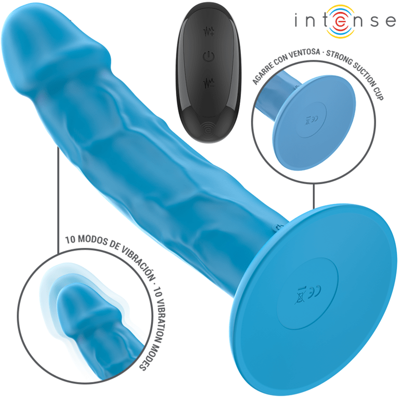 INTENSE - PHOEBE REALISTIC VIBRATOR 10 VIBRATIONS BLUE REMOTE CONTROL - Toys "n" Us