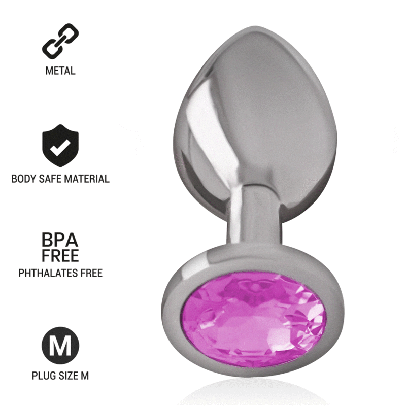 INTENSE - PLUG ANAL DE METAL DE ALUMÍNIO COM CRISTAL ROSA TAMANHO M - Toys "n" Us