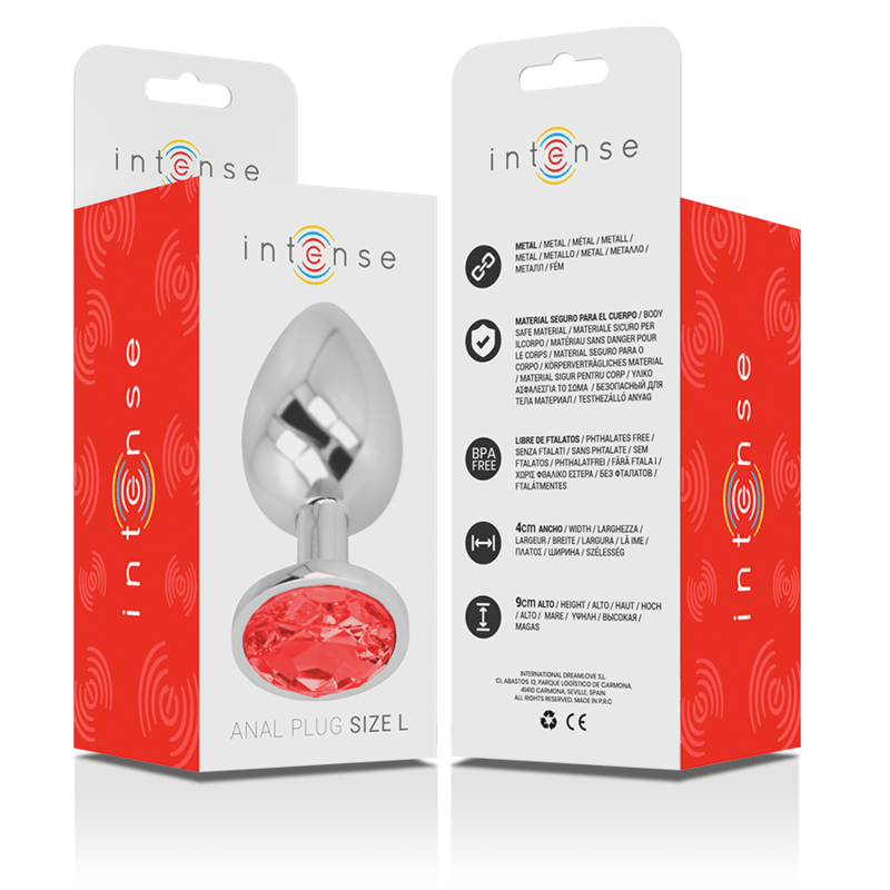 INTENSE - PLUG ANAL DE METAL DE ALUMÍNIO COM CRISTAL VERMELHO TAMANHO L - Toys "n" Us