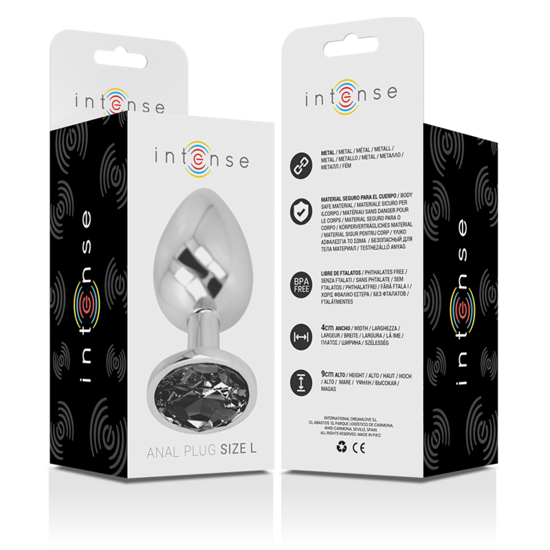 INTENSE - PLUG ANAL DE METAL DE ALUMÍNIO COM VIDRO PRETO TAMANHO L - Toys "n" Us