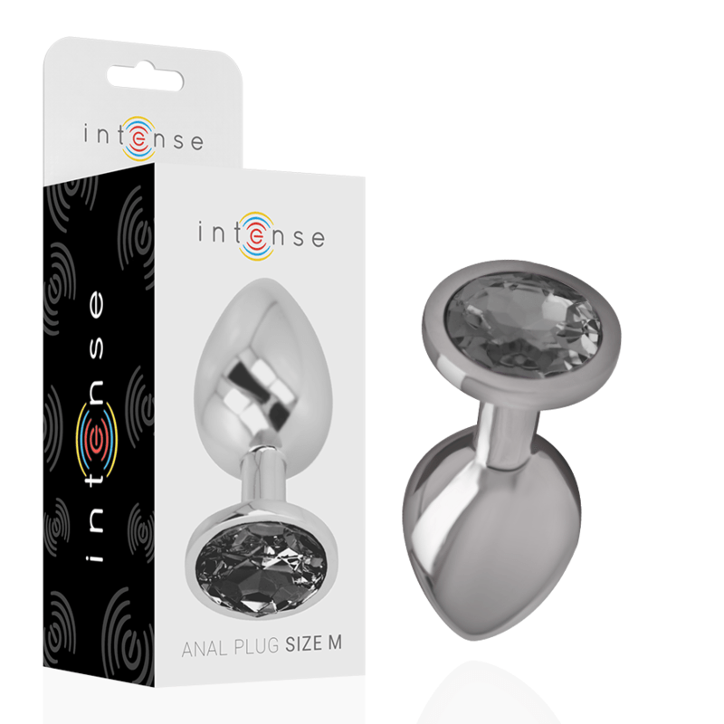 INTENSE - PLUG ANAL DE METAL DE ALUMÍNIO COM VIDRO PRETO TAMANHO M - Toys "n" Us