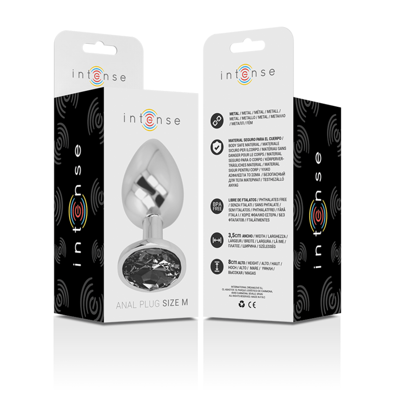 INTENSE - PLUG ANAL DE METAL DE ALUMÍNIO COM VIDRO PRETO TAMANHO M - Toys "n" Us
