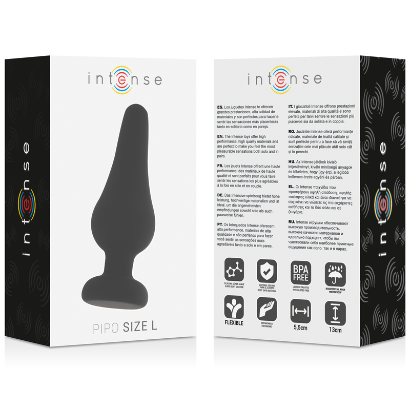 INTENSE - PLUG ANAL PIPO L SILICONE PRETO 13 CM - Toys "n" Us