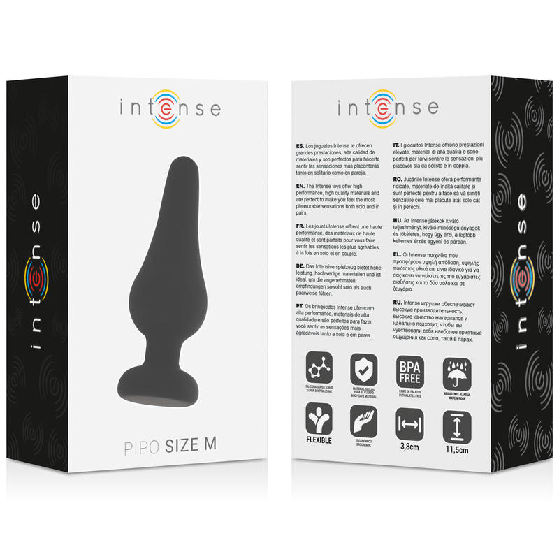 INTENSE - PLUG ANAL PIPO M SILICONE PRETO 11 CM - Toys "n" Us