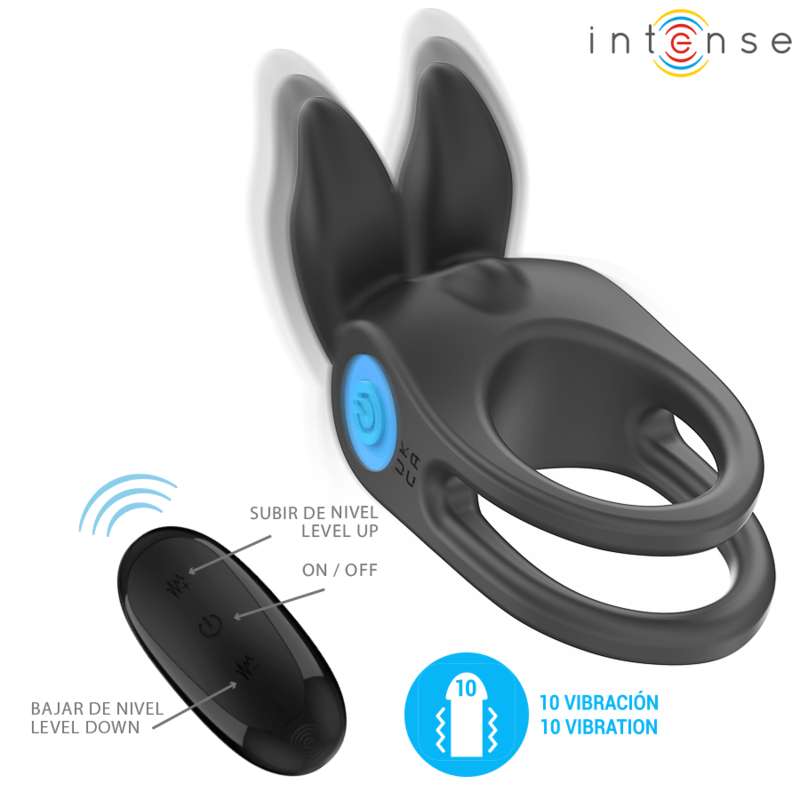 INTENSE - SAM VIBRATOR DOUBLE PENIS RING 10 VIBRATIONS BLACK - Toys "n" Us