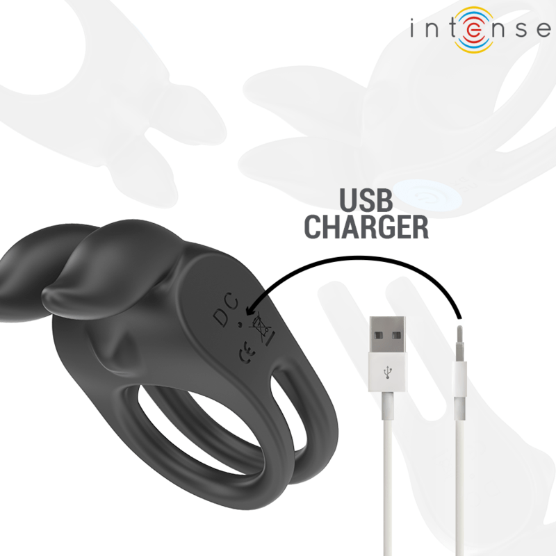 INTENSE - SAM VIBRATOR DOUBLE PENIS RING 10 VIBRATIONS BLACK - Toys "n" Us