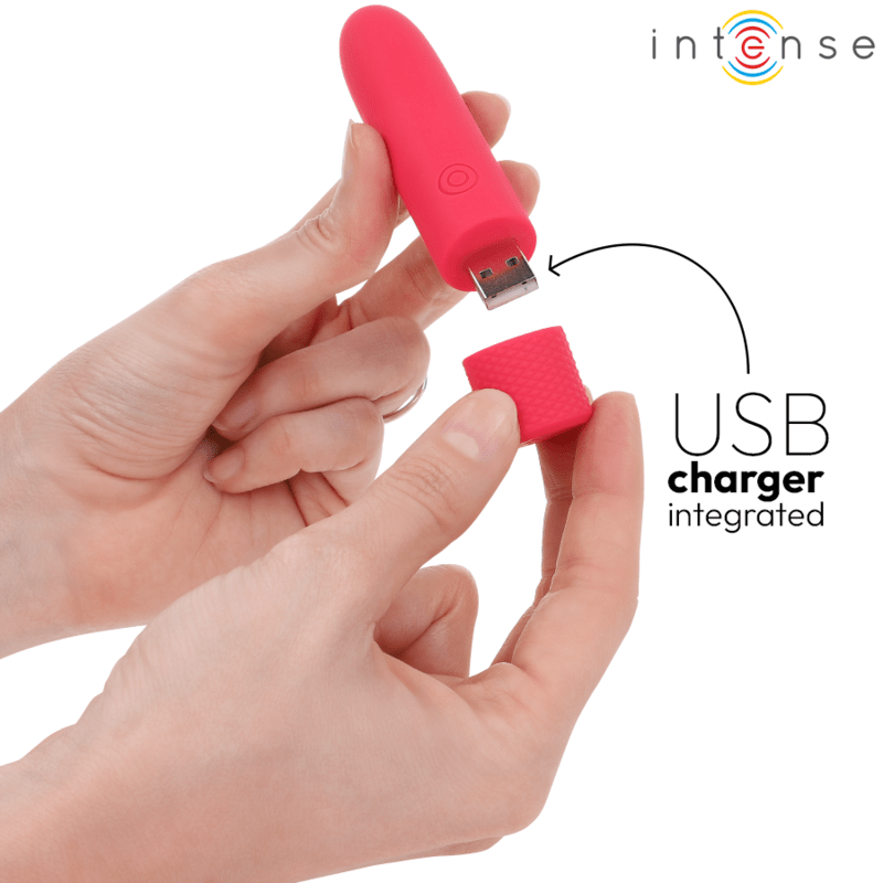 INTENSE - SYMONE USB RECHARGEABLE VIBRATING BULLET 8 VIBRATIONS RED 10 X 2.2 CM - Toys "n" Us