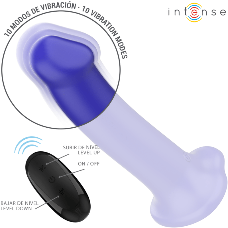 INTENSE - VICTORIA VIBRATOR WITH SUCTION CUP 10 VIBRATIONS DARK BLUE REMOTE CONTROL - Toys "n" Us