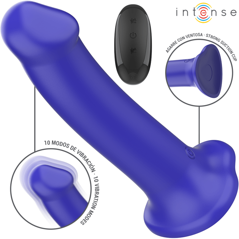 INTENSE - VICTORIA VIBRATOR WITH SUCTION CUP 10 VIBRATIONS DARK BLUE REMOTE CONTROL - Toys "n" Us