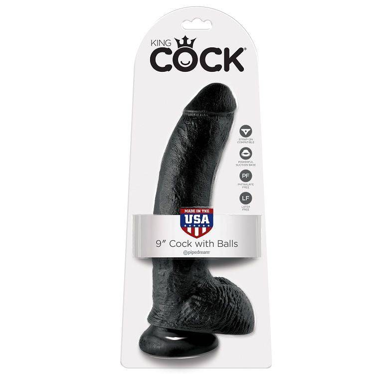 KING COCK - 9 DILDO PRETO COM BOLAS 22.9 CM - Toys "n" Us