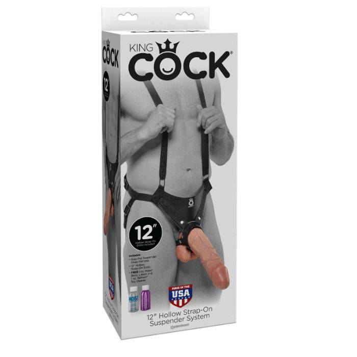 KING COCK - SISTEMA DE SUSPENSÃO 30,5 CM HOLLOW STRAP - ON - CARNE - Toys "n" Us
