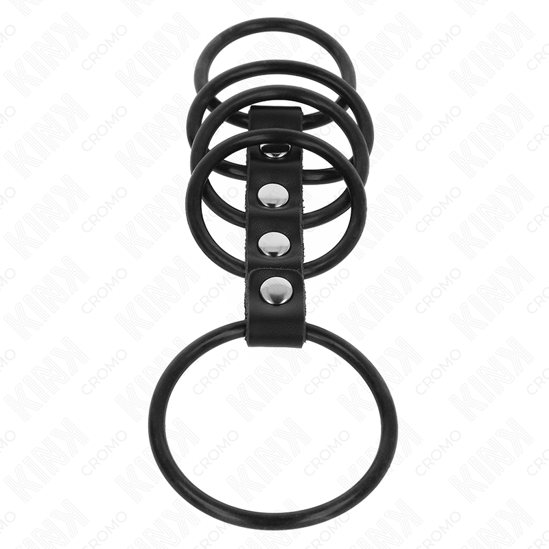 KINK - 5 SILICONE PENIS RINGS 3.8 CM TO 4.8 CM CONNECTED BY LEATHER - Toys "n" Us