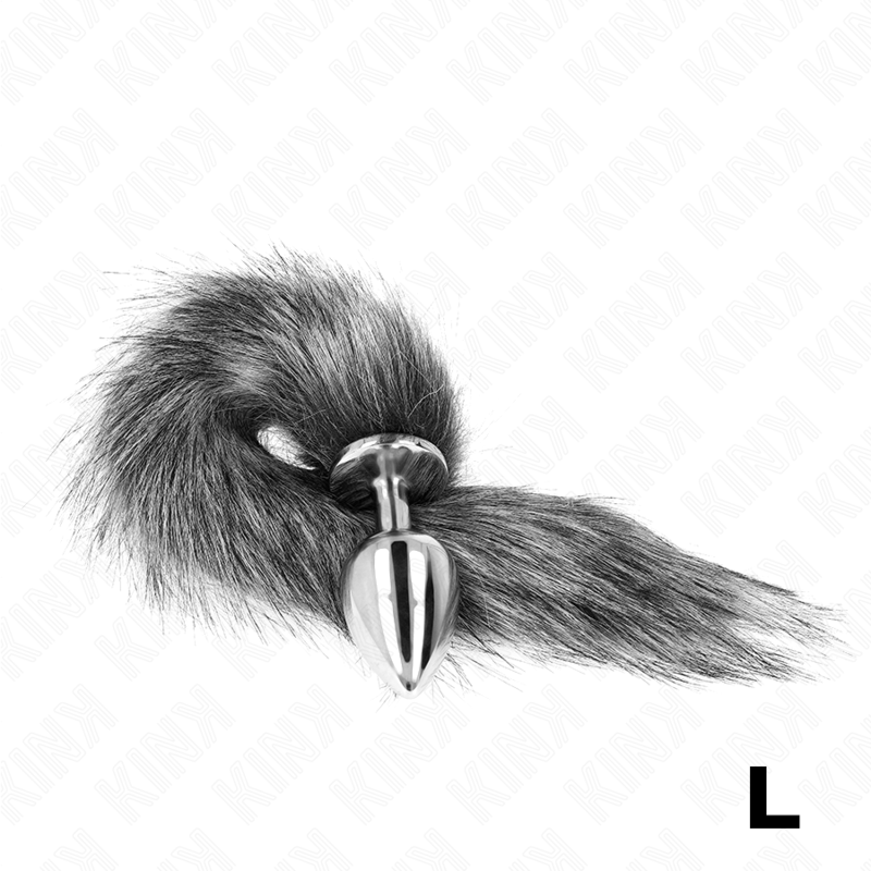 KINK - ANAL PLUG SIZE L 10 X 4 CM WITH SYNTHETIC TAIL 40 CM GREY - Toys "n" Us