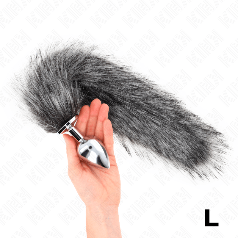 KINK - ANAL PLUG SIZE L 10 X 4 CM WITH SYNTHETIC TAIL 40 CM GREY - Toys "n" Us