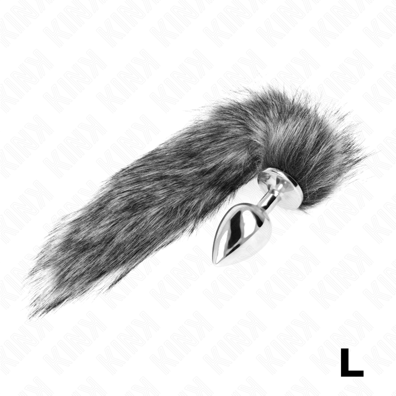 KINK - ANAL PLUG SIZE L 10 X 4 CM WITH SYNTHETIC TAIL 40 CM GREY - Toys "n" Us