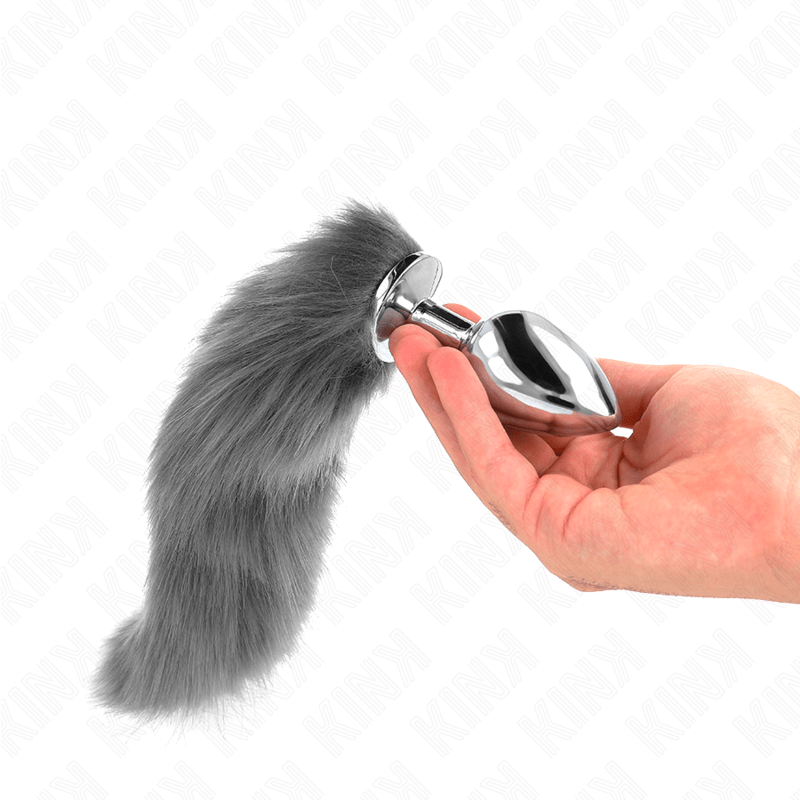 KINK - ANAL PLUG SIZE L 10 X 4 CM WITH SYNTHETIC TAIL 40 CM GREY AND WHITE - Toys "n" Us