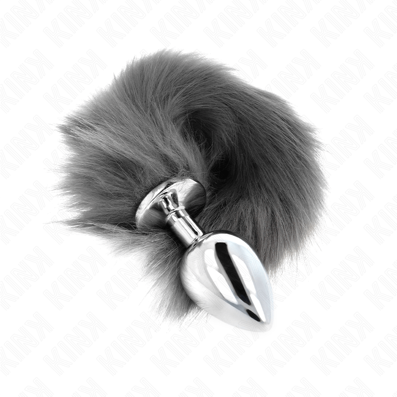 KINK - ANAL PLUG SIZE L 10 X 4 CM WITH SYNTHETIC TAIL 40 CM GREY AND WHITE - Toys "n" Us