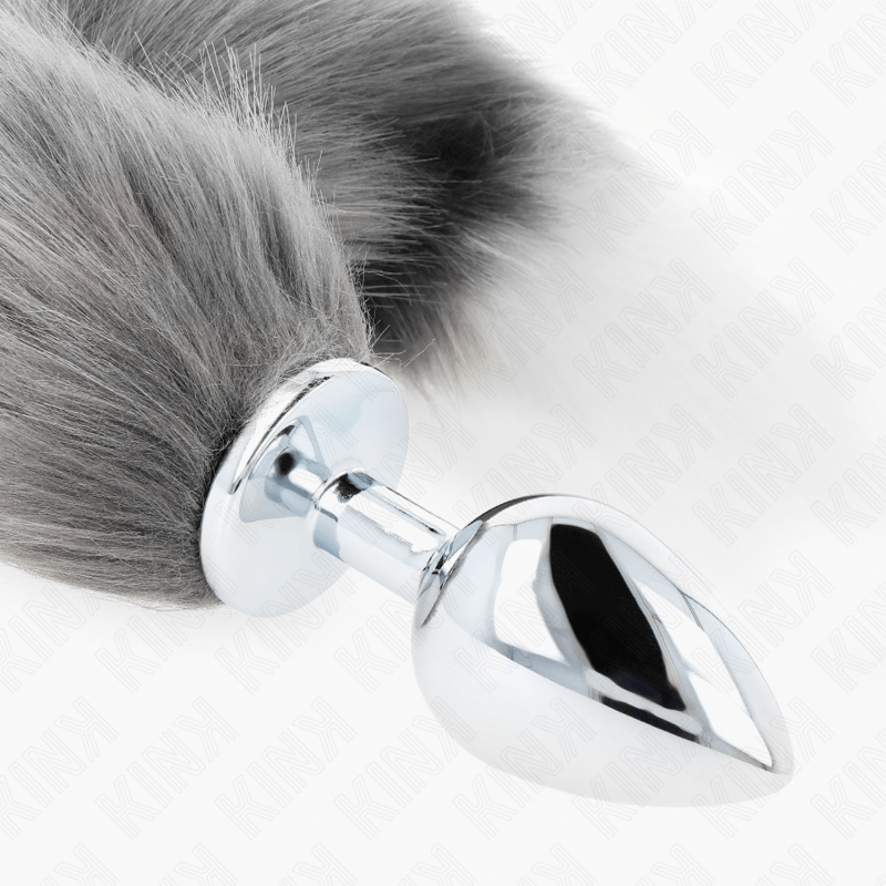 KINK - ANAL PLUG SIZE L 10 X 4 CM WITH SYNTHETIC TAIL 40 CM GREY AND WHITE - Toys "n" Us