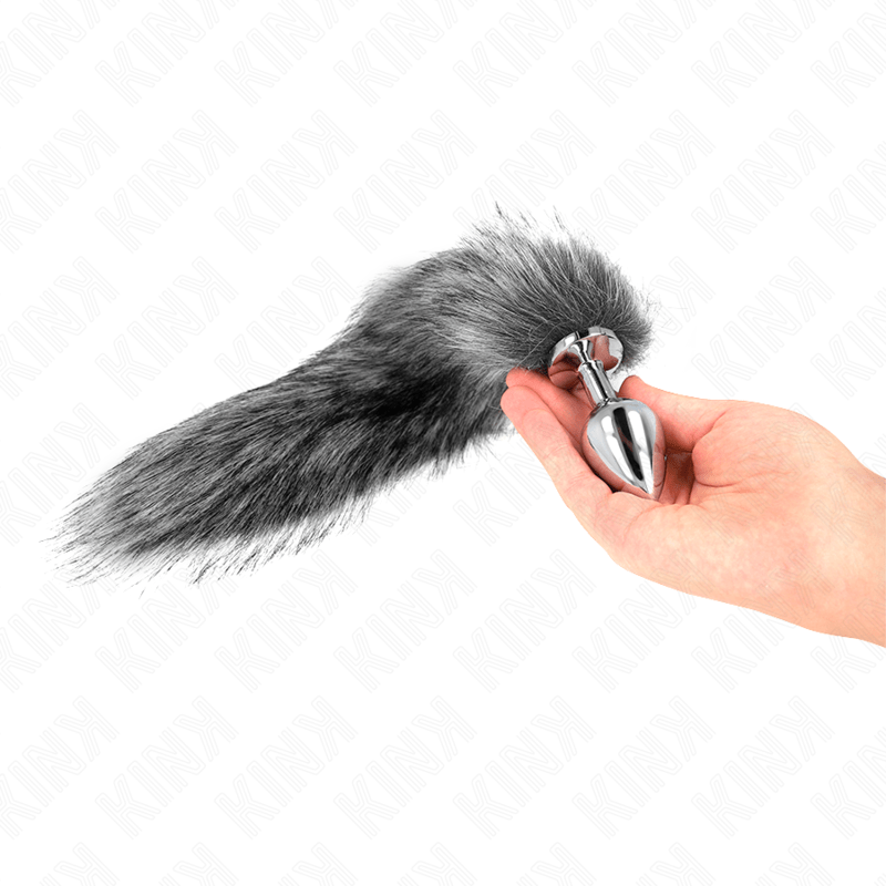 KINK - ANAL PLUG SIZE M 8 X 3.5 CM WITH SYNTHETIC TAIL 40 CM GREY - Toys "n" Us